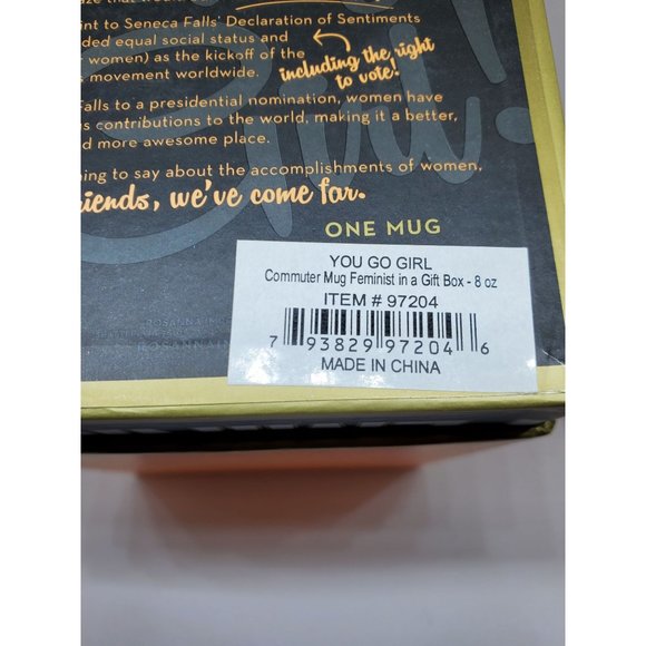 Feminist You Go Girl Commuter Pink Porcelain Mug 8 Oz w/ Black Silicone Lid NIB - Picture 9 of 9